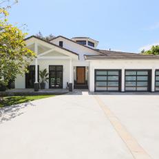White Ranch House With Three-Car Garage