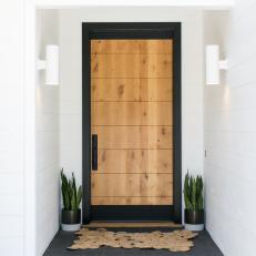 Southwestern Front Door With Twin Cacti