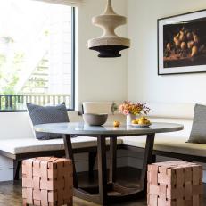 Neutral Contemporary Breakfast Nook With White Bench