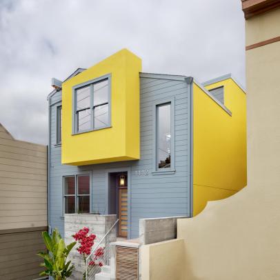 Gray and Yellow Modern Home Exterior