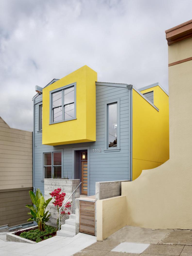 Gray and Yellow Home Exterior