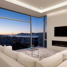 White Living Room With San Francisco View
