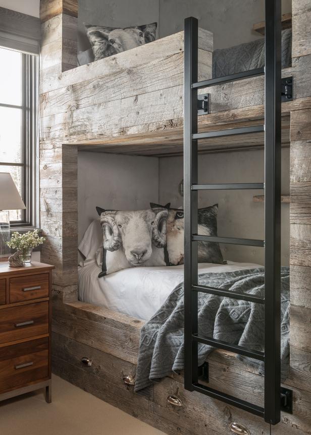 Rustic Guest Bedroom With Bunk Beds