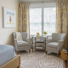 Yellow Transitional Bedroom With Zebra Rug
