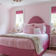 Pink Transitional Girl's Bedroom With J Pillow