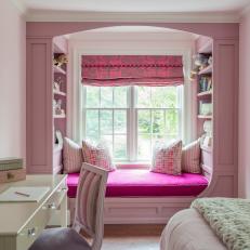 Pink Girl's Room With Window Seat