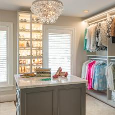 Master Closet for Her With Chandelier