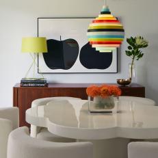 Modern Dining Room With Colorful Pendant Light
