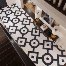 Foyer With Painted Geometric White Floor