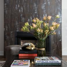 Contemporary Brown Fireplace Tiles With Chalk Distressing