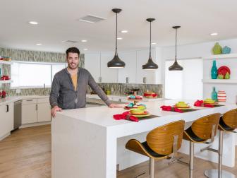 Host Jonathan Scott in his newly renovated kitchen, as seen on Brother vs. Brother.