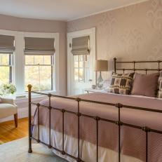 Pink Traditional Bedroom With Iron Bed