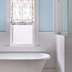 Tub in Blue and White Traditional Bathroom