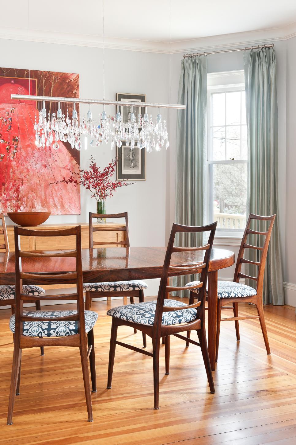 Mid-century Modern Dining Room With Crystal Chandelier | HGTV