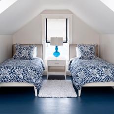 Contemporary Attic Bedroom With Double Beds