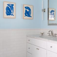 Blue and White Traditional Bathroom