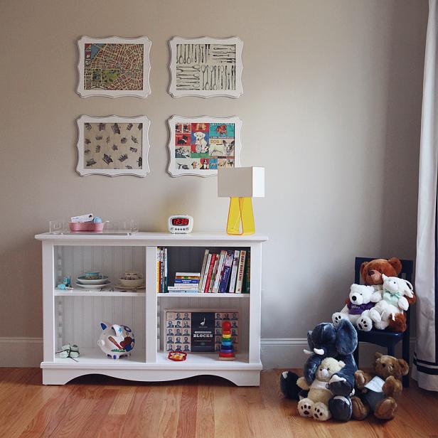 Nursery With White Bookshelf Wall Art And Stuffed Animals Nursery With White Bookshelf Wall Art And Stuffed Animals
