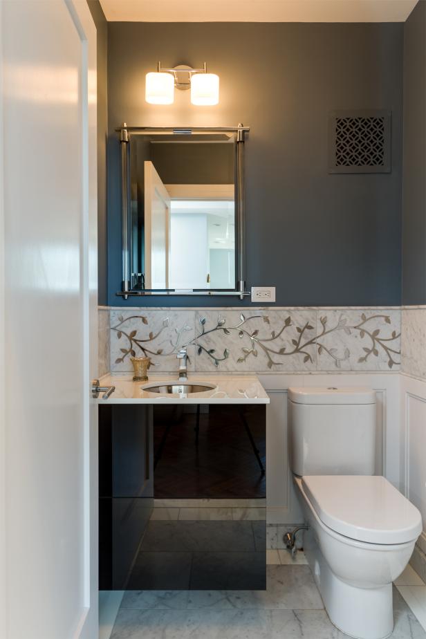 Guest Bathroom With Gold Vine Border Hgtv