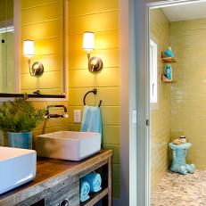 Guest Bathroom With Reclaimed Wood Vanity