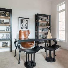 Eclectic Home Office With Black Furniture