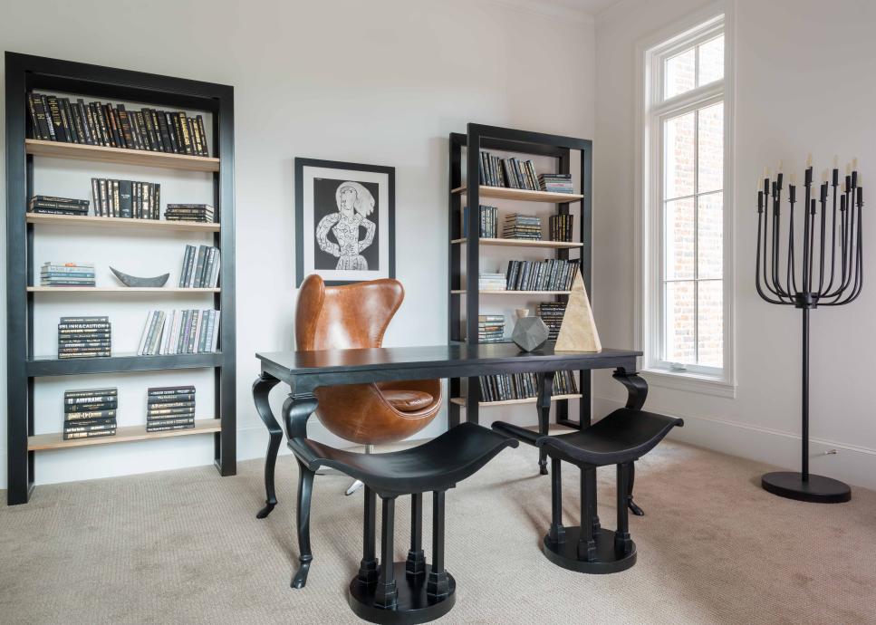 Eclectic Home Office With Black Furniture HGTV