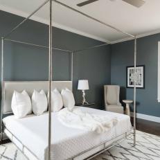 Gray Contemporary Bedroom With Canopy Bed