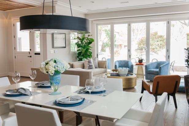 Neutral Contemporary Open Concept Living Room and Dining Room | HGTV