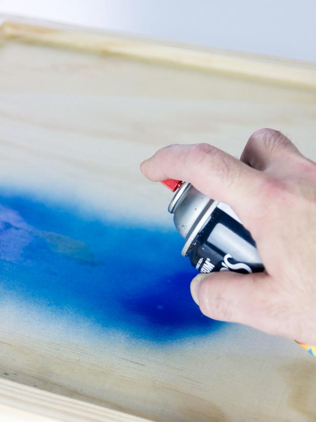 Spray paint both trays and allow to dry completely. Sand lightly with fine grit paper or steel wool. Add additional coats as necessary.
