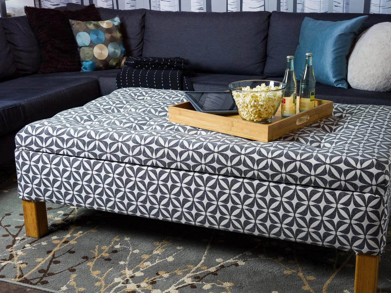 Turn an Old Coffee Table Into an Upholstered Storage Ottoman HGTV
