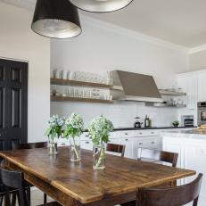 Farmhouse Dining Table in Bright, White Kitchen