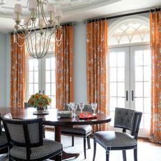 Transitional Dining Room With Sophisticated Ceiling