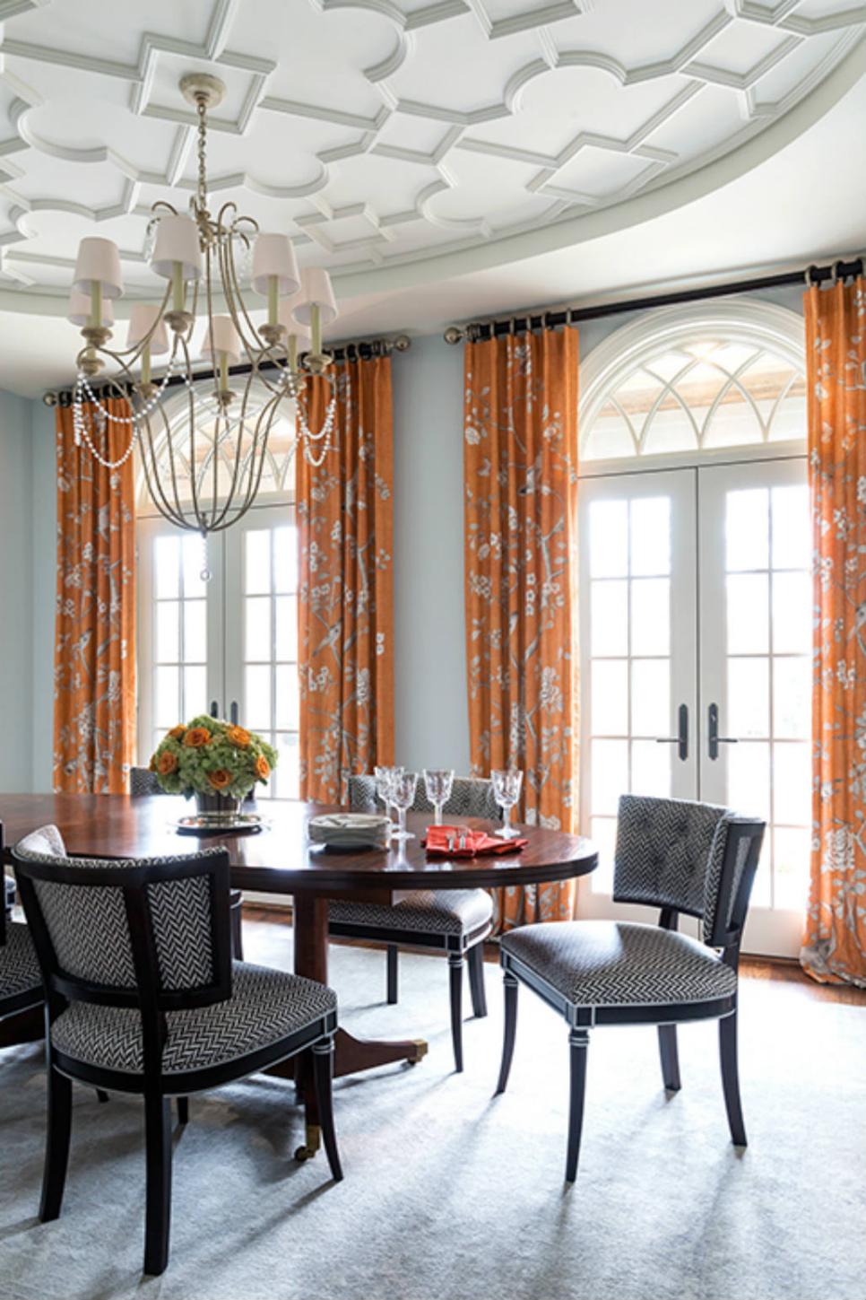 Transitional Dining Room With Sophisticated Ceiling | HGTV