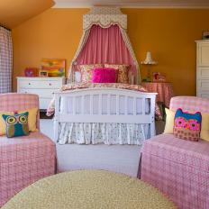 Orange Girl's Bedroom With Canopy Bed