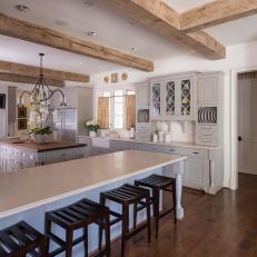 Neutral Traditional Kitchen With Exposed Beams