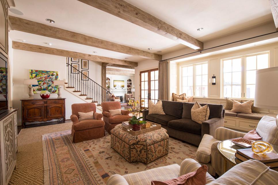 Living Room With Exposed Beams