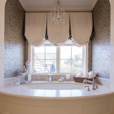 Soaking Tub and Chandelier