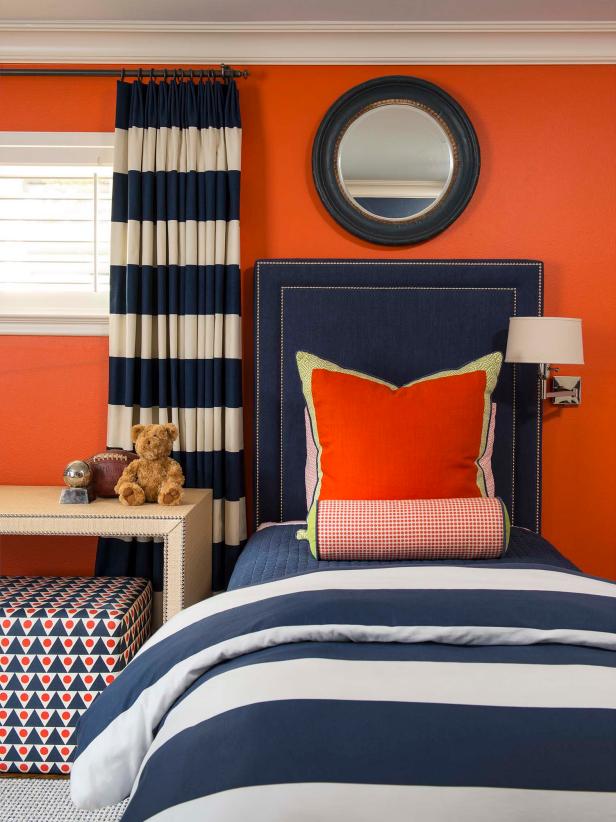 Blue and Orange Contemporary Boy's Bedroom 