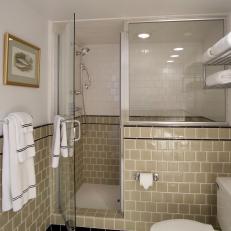 Walk-In Shower With Khaki Tiles