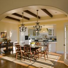 Open Dining Room and Kitchen in Tudor Home