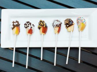 Candied Apple Slices on Sticks with Toppings