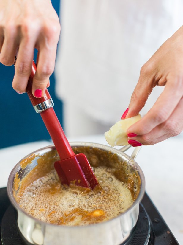 Adding Butter to Homemade Caramel Dip