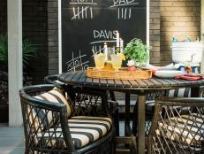 Chalkboard Scoreboard Behind Patio Table