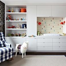 Contemporary Boy's Nursery With Built-In Changing Station
