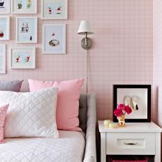Pink Plaid Wallpaper Add Pop of Color to Bedroom
