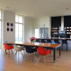 Contemporary Eat-In Kitchen With Custom Rolling Dining Table