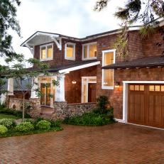 Craftsman-Style Home With Brick Driveway