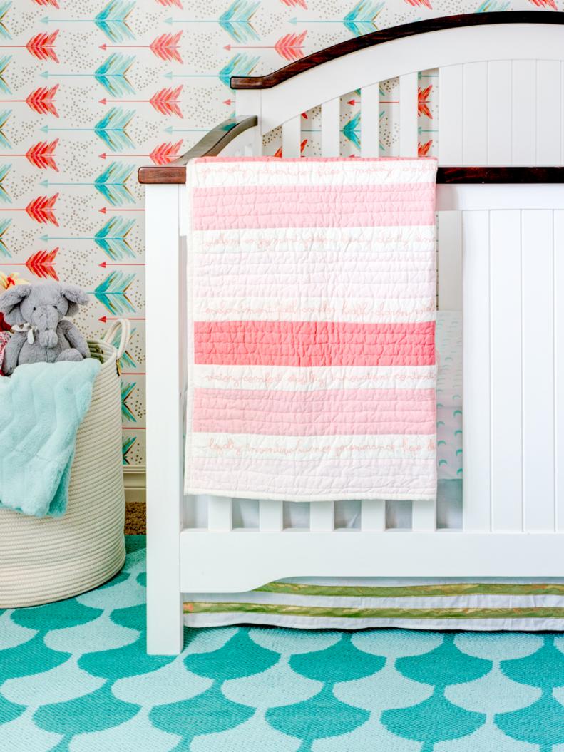 Contemporary Teal and Coral Girl's Nursery