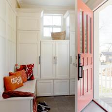 Neutral Mudroom Provides Welcoming Entrance to Home