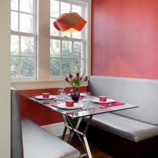 Red Eat-In Kitchen Space with Modern Furniture and New Windows