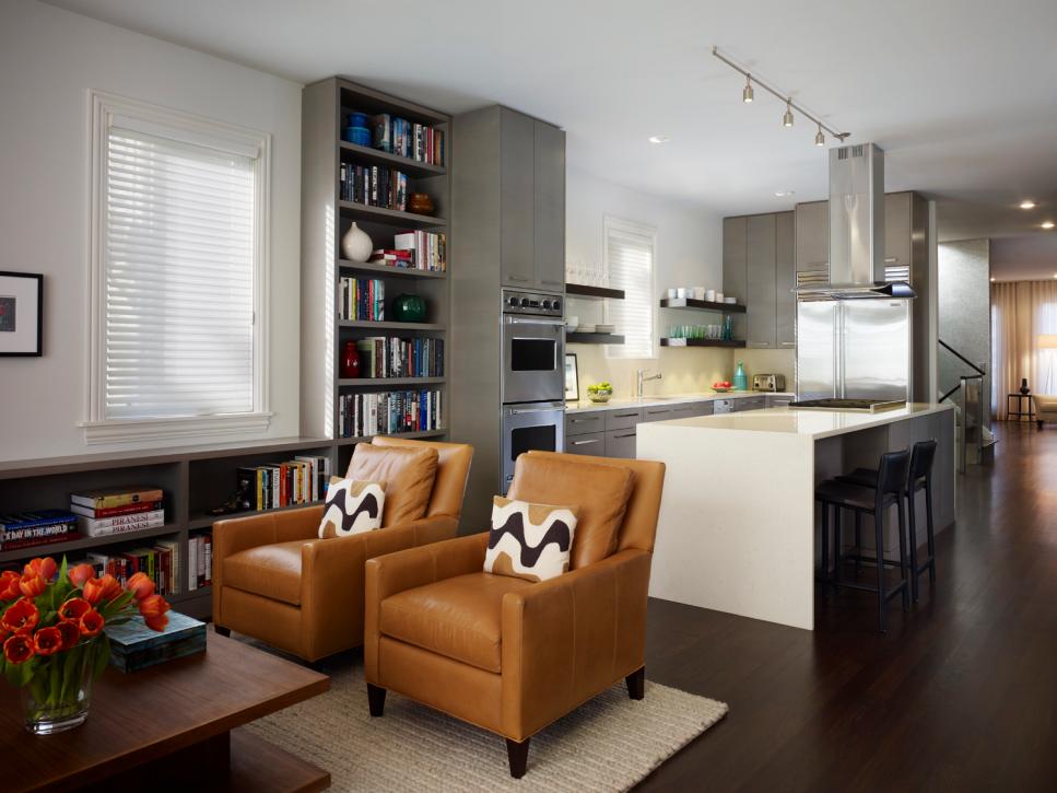 Open, Contemporary Kitchen & Living Room | HGTV
